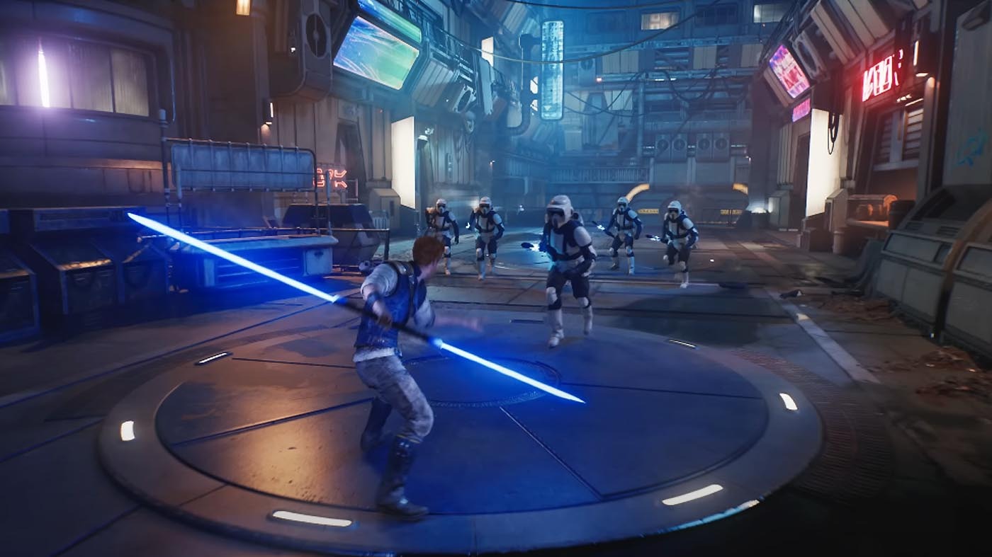 کال کستیس در حال مبارزه با شمشیر لیزری در بازی Star Wars Jedi Survivor و خرید اکانت قانونی PS5